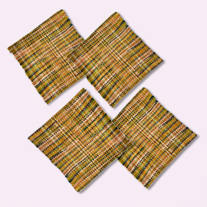 手織コースター(黄色4枚セット)