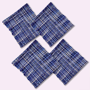 手織コースター(青色4枚セット)